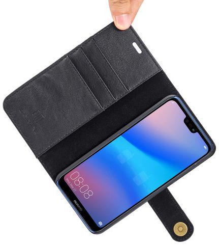 Huawei P20 Lite Leren Portemonnee Hoesje Zwart afbeelding 14
