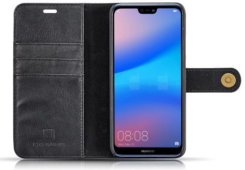 Huawei P20 Lite Leren Portemonnee Hoesje Zwart afbeelding 4