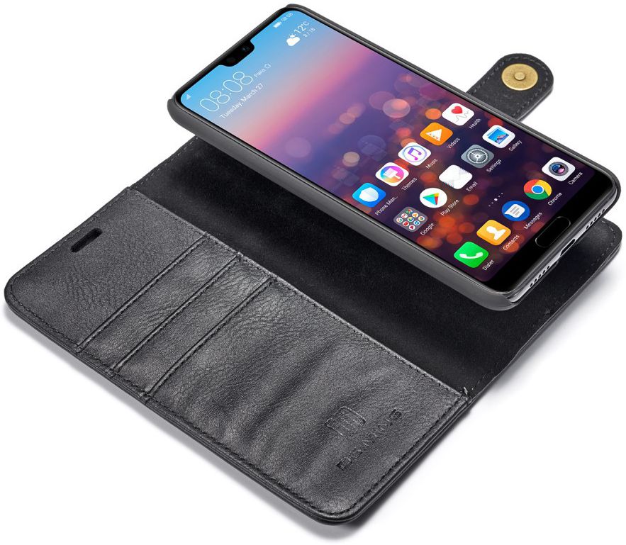 Huawei P20 Leren Portemonnee Hoesje Zwart afbeelding 3
