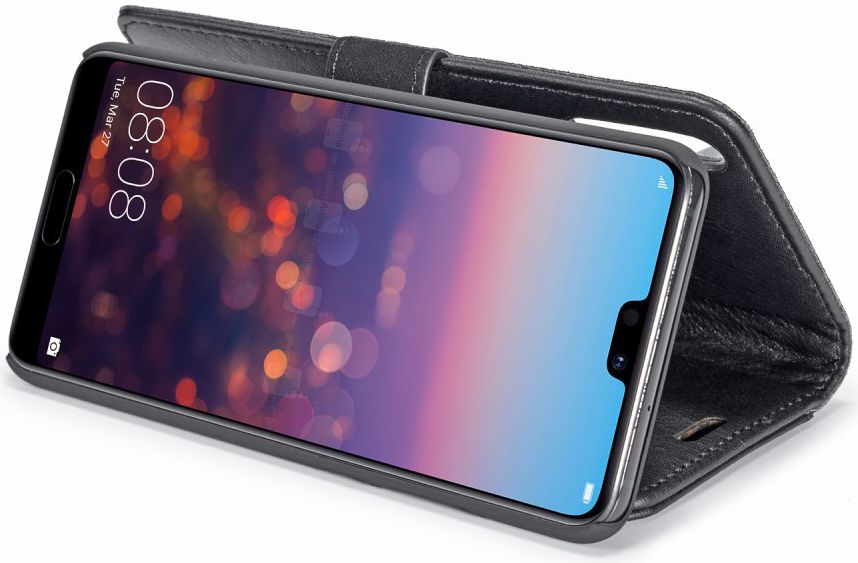 Huawei P20 Leren Portemonnee Hoesje Zwart afbeelding 13