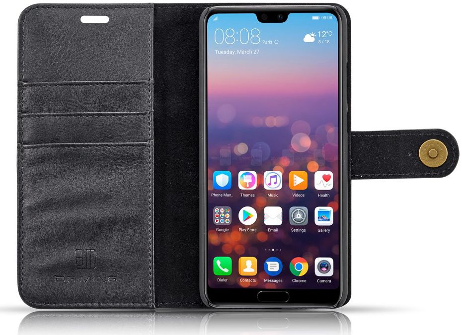 Huawei P20 Leren Portemonnee Hoesje Zwart afbeelding 5