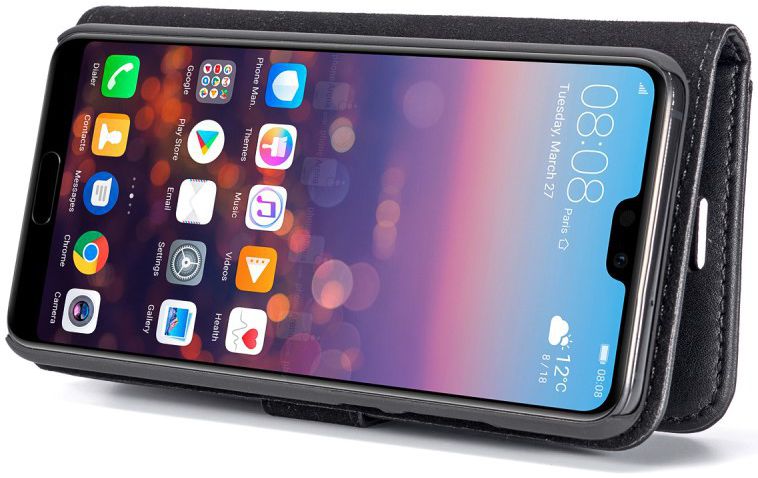 Huawei P20 Leren Portemonnee Hoesje Zwart afbeelding 17