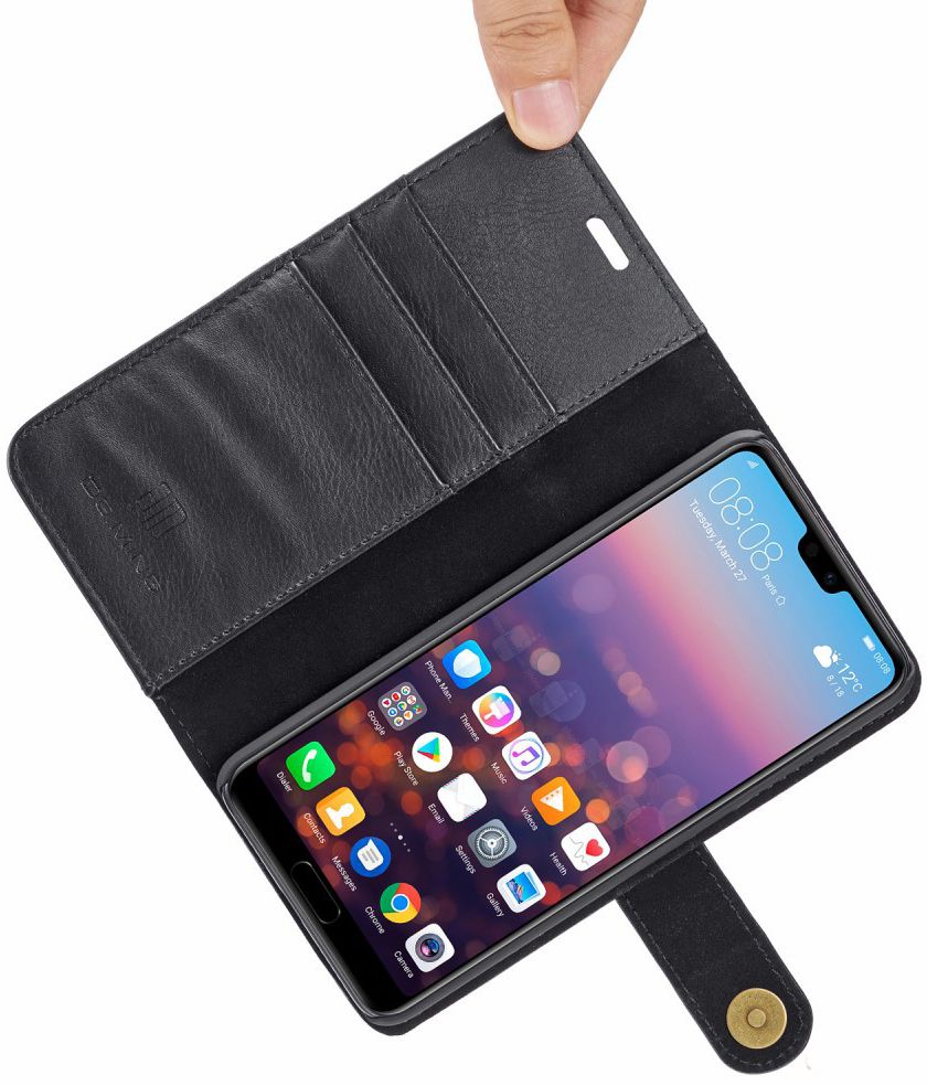 Huawei P20 Leren Portemonnee Hoesje Zwart afbeelding 20