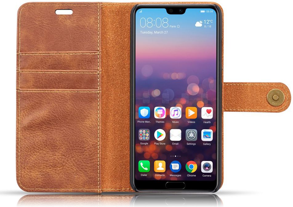 Huawei P20 Leren Portemonnee Hoesje Bruin afbeelding 5