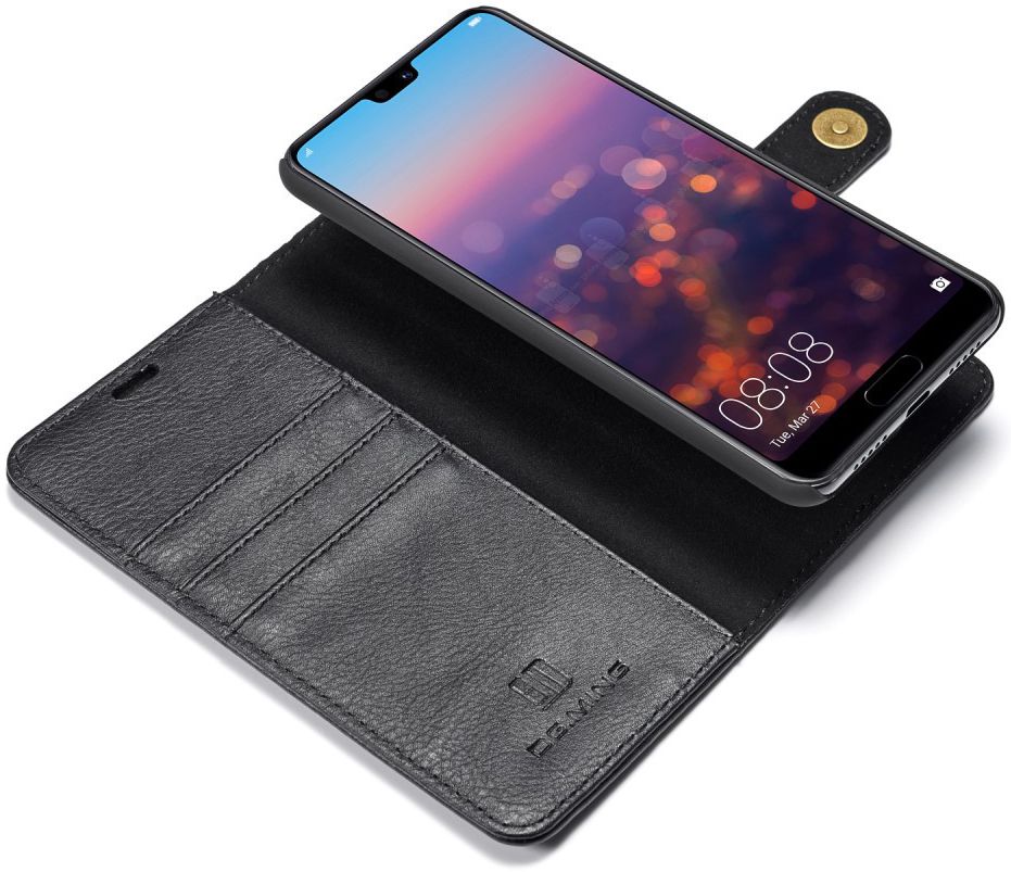 Huawei P20 Pro Echt Leren Portemonnee Hoesje Zwart afbeelding 2