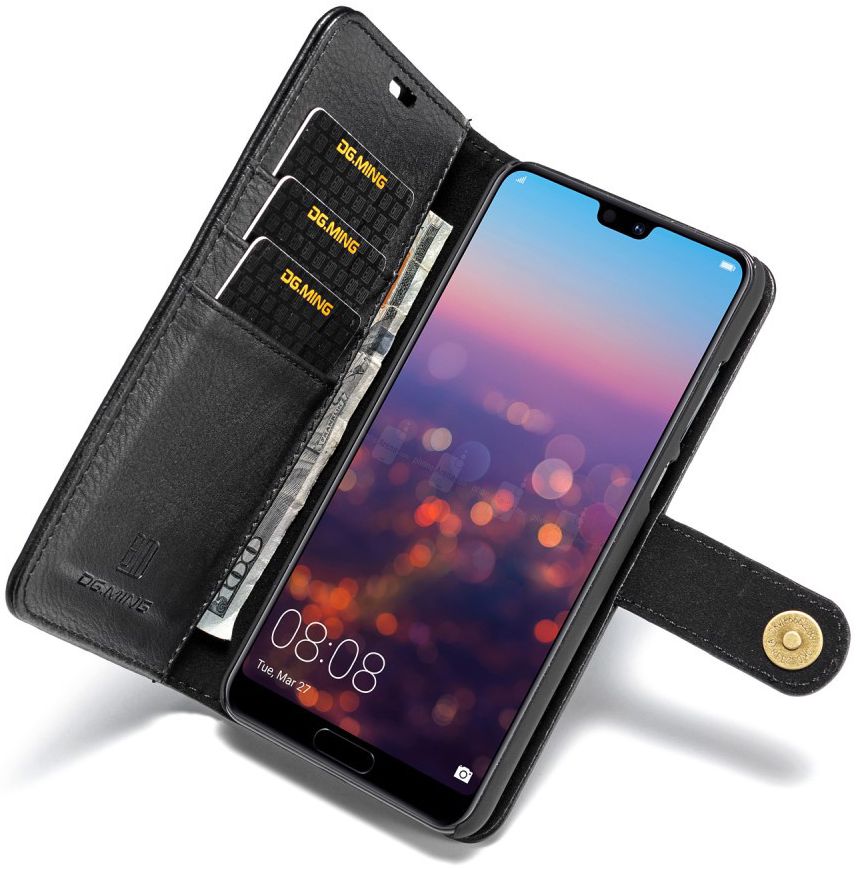 Huawei P20 Pro Echt Leren Portemonnee Hoesje Zwart afbeelding 1