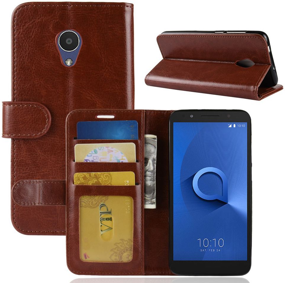 Alcatel 1X Portemonnee Hoesje Bruin afbeelding 2