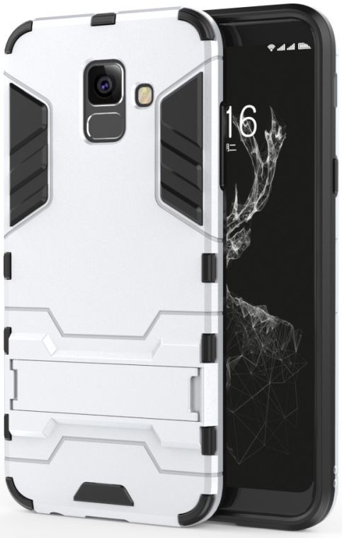 Samsung Galaxy A6 Plus Hybride Stand Hoesje Zilver afbeelding 1
