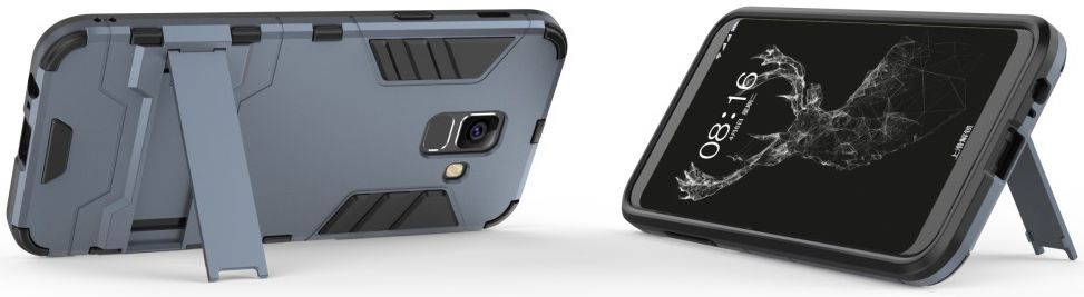 Samsung Galaxy A6 Plus Hybride Stand Hoesje Blauw afbeelding 2