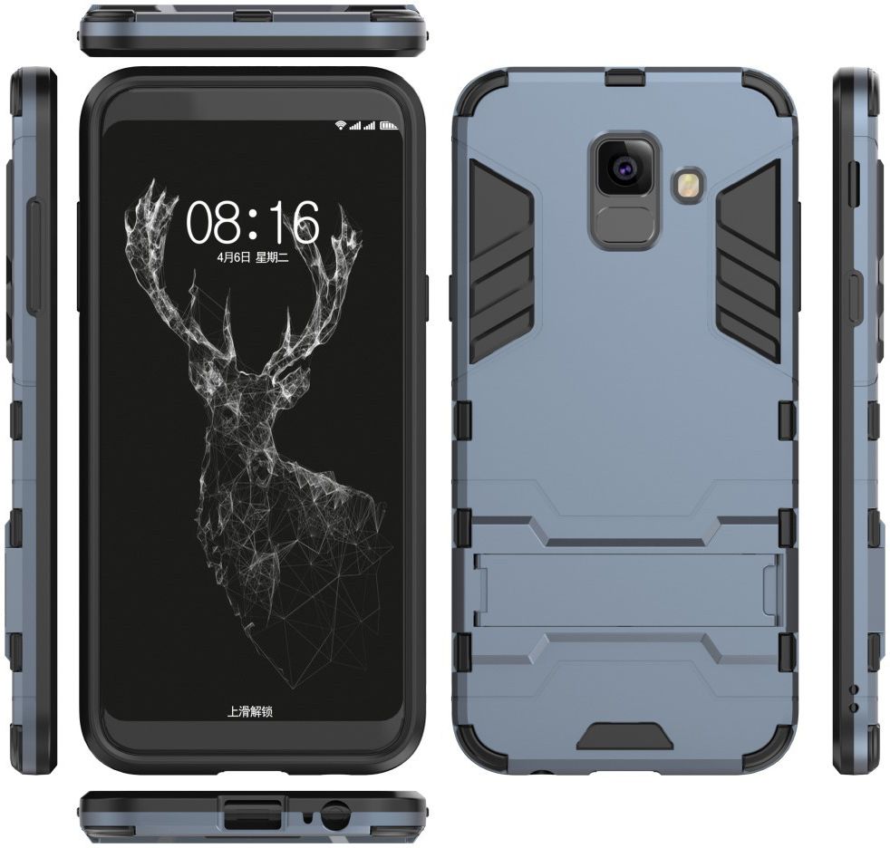 Samsung Galaxy A6 Plus Hybride Stand Hoesje Blauw afbeelding 3