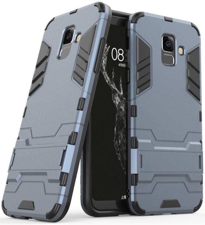 Samsung Galaxy A6 Plus Hybride Stand Hoesje Blauw afbeelding 4