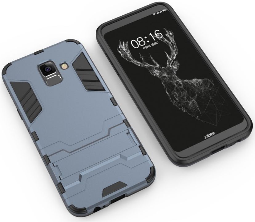 Samsung Galaxy A6 Plus Hybride Stand Hoesje Blauw afbeelding 5