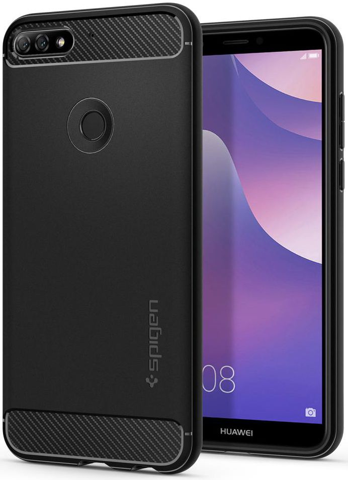 Spigen Rugged Armor Hoesje Huawei Y7 (2018) Black afbeelding 1