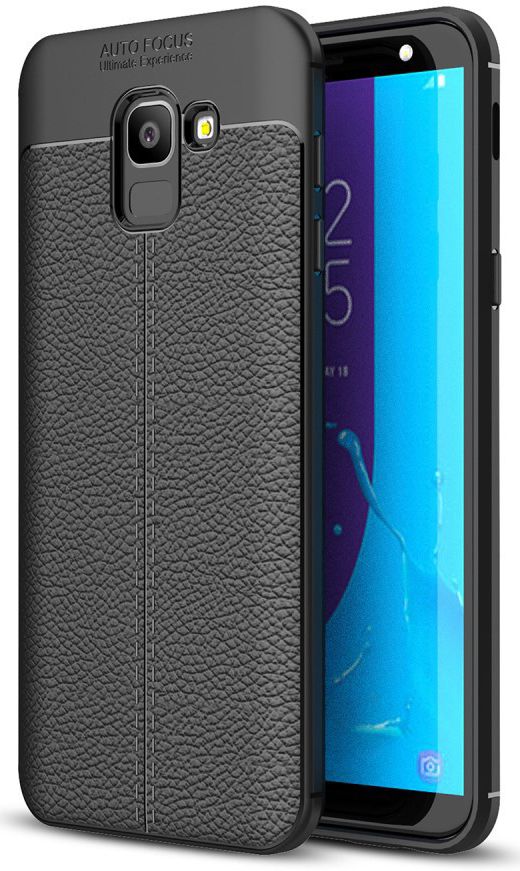 Samsung Galaxy J6 (2018) Kunstleren Coating TPU Hoesje Black afbeelding 1