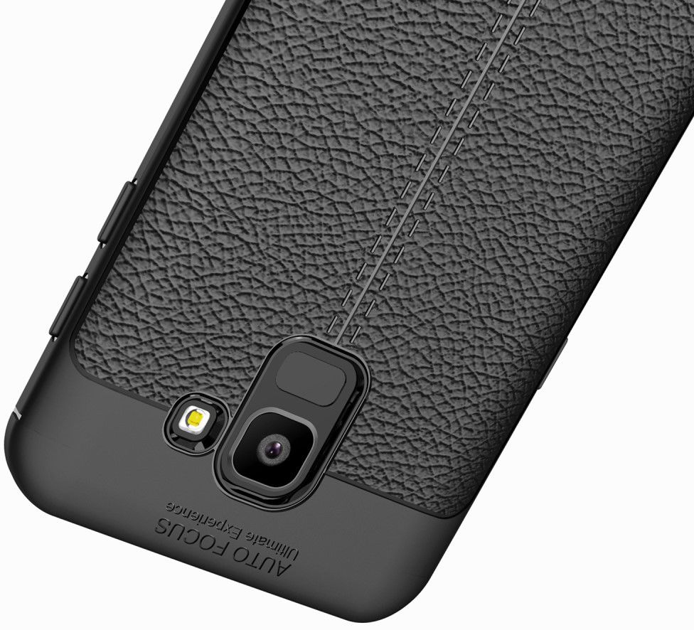 Samsung Galaxy J6 (2018) Kunstleren Coating TPU Hoesje Black afbeelding 12