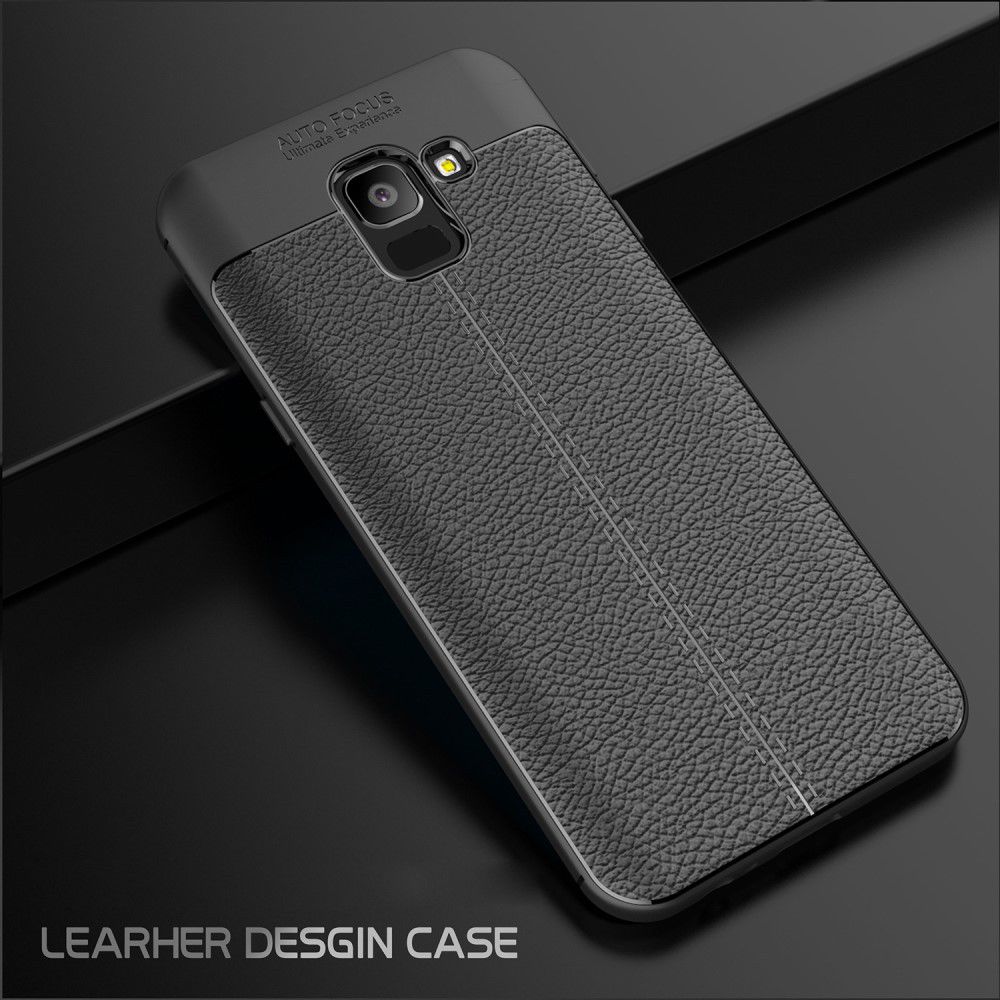 Samsung Galaxy J6 (2018) Kunstleren Coating TPU Hoesje Black afbeelding 13
