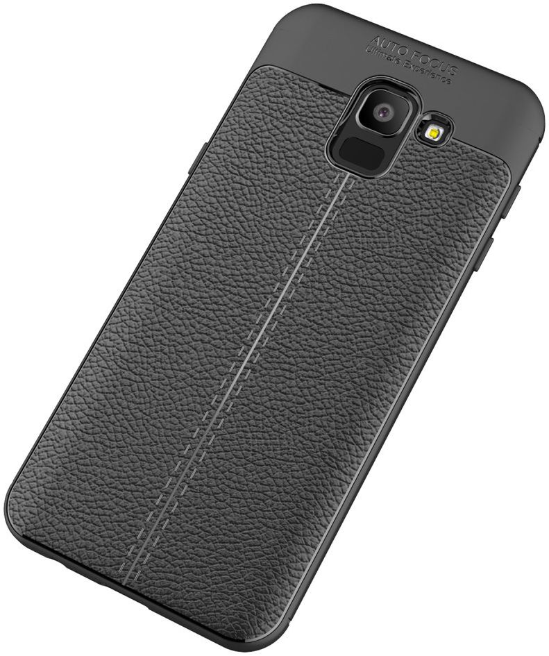 Samsung Galaxy J6 (2018) Kunstleren Coating TPU Hoesje Black afbeelding 6