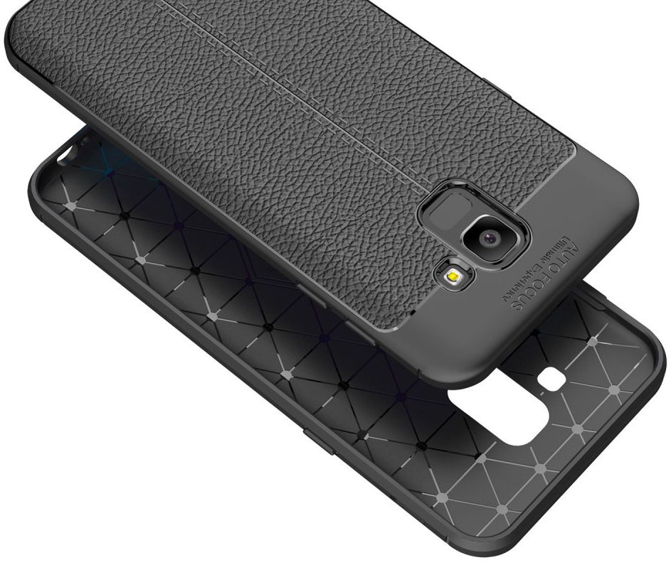 Samsung Galaxy J6 (2018) Kunstleren Coating TPU Hoesje Black afbeelding 7