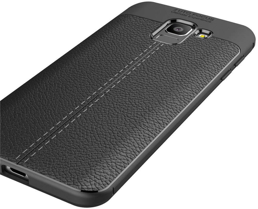 Samsung Galaxy J6 (2018) Kunstleren Coating TPU Hoesje Black afbeelding 8