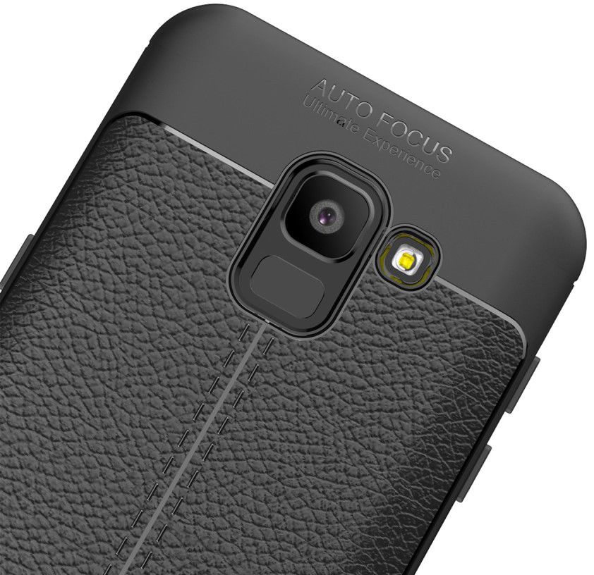 Samsung Galaxy J6 (2018) Kunstleren Coating TPU Hoesje Black afbeelding 9