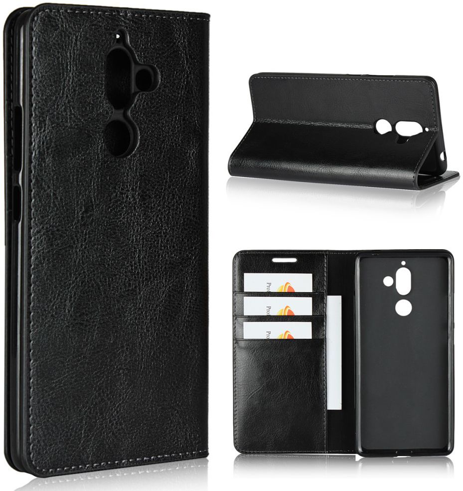 Nokia 7 Plus Echt Leren Book Case Hoesje Zwart afbeelding 9