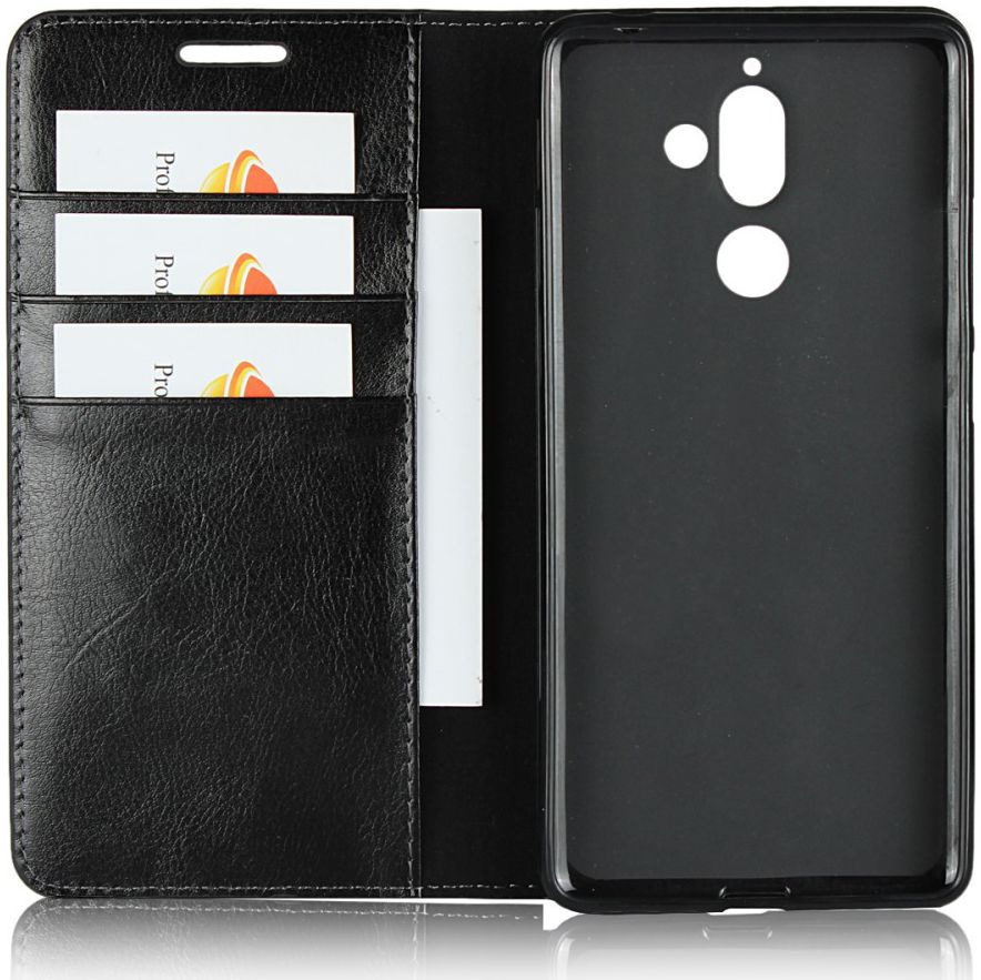 Nokia 7 Plus Echt Leren Book Case Hoesje Zwart afbeelding 6