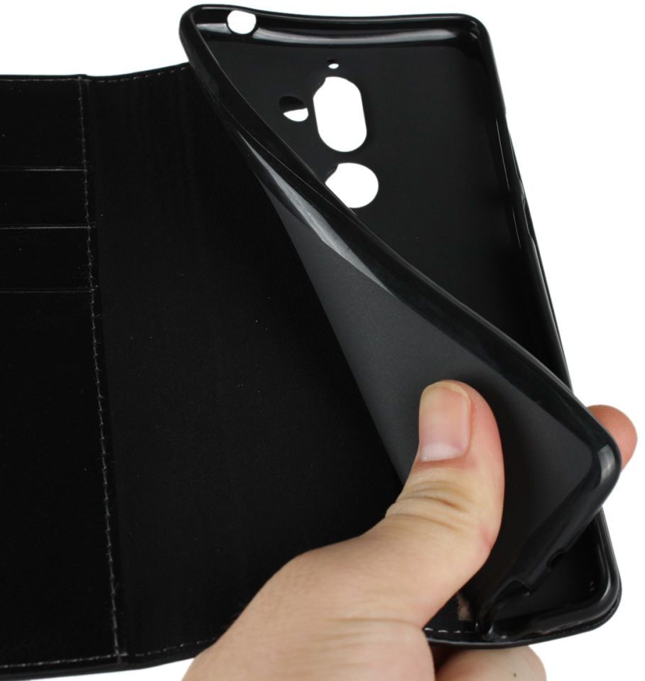 Nokia 7 Plus Echt Leren Book Case Hoesje Zwart afbeelding 7