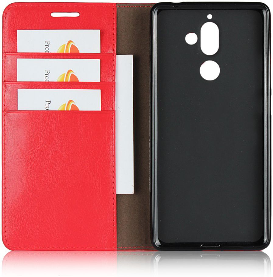 Nokia 7 Plus Echt Leren Book Case Hoesje Rood afbeelding 7