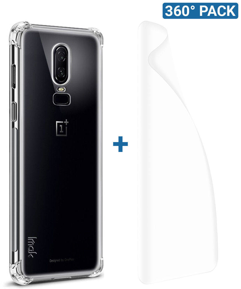 IMAK OnePlus 6 Hoesje Flexibel TPU met Screenprotector Transparant afbeelding 1