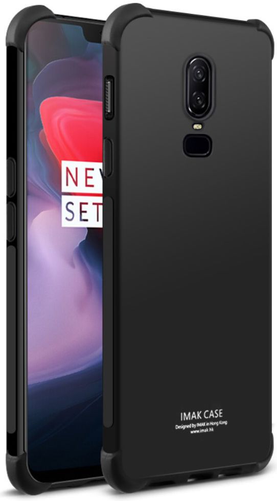 IMAK OnePlus 6 Hoesje Flexibel TPU met Screenprotector Metaal Zwart afbeelding 2