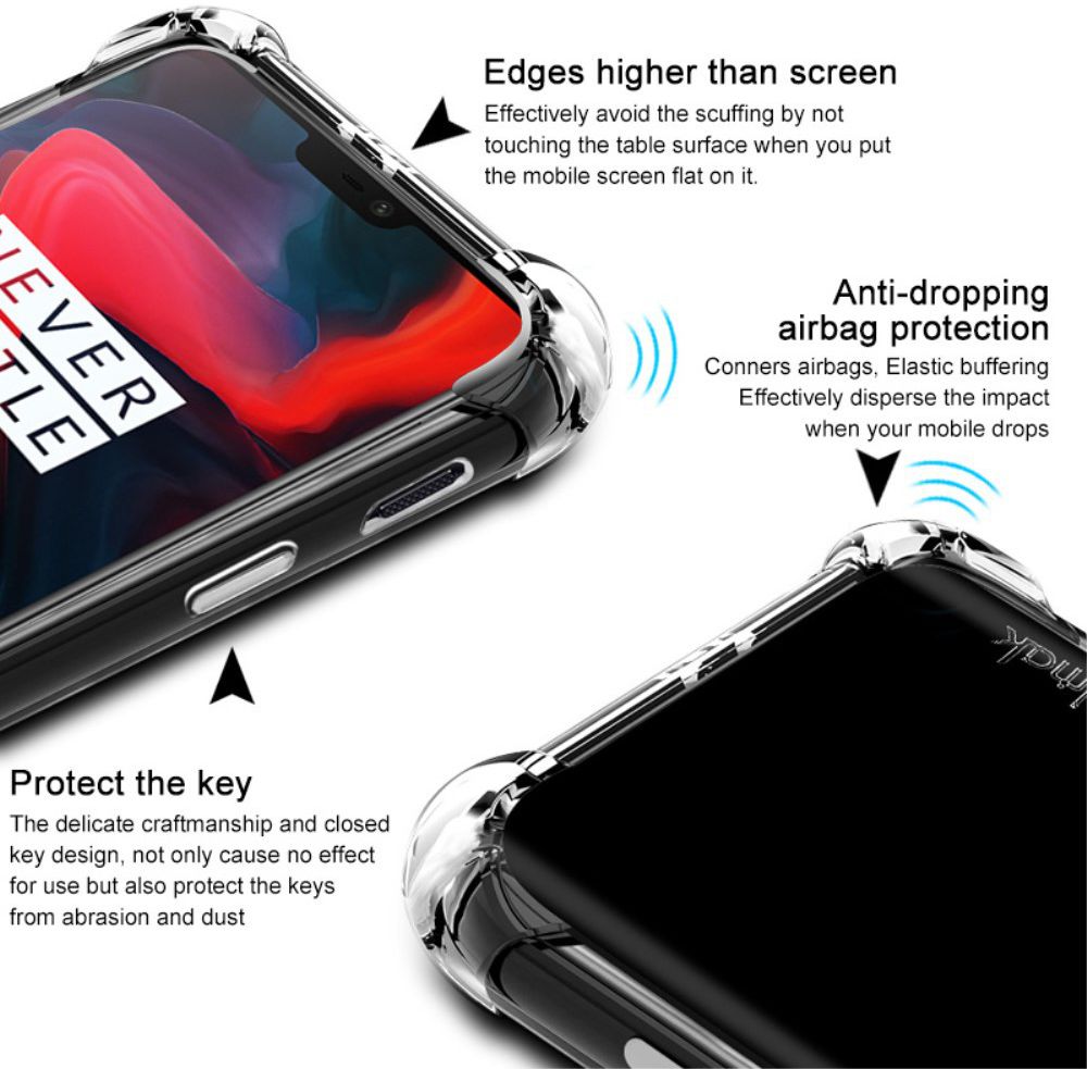 IMAK OnePlus 6 Hoesje Flexibel TPU met Screenprotector Metaal Zwart afbeelding 4