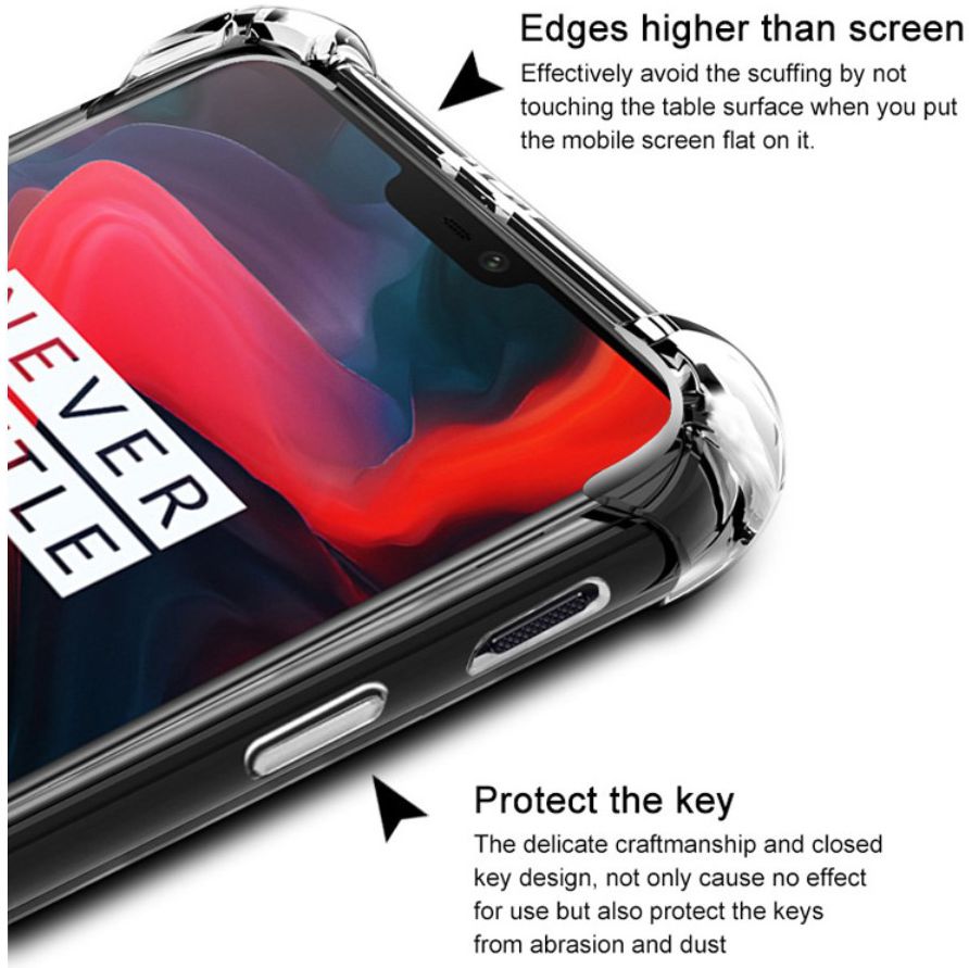 IMAK OnePlus 6 Hoesje Flexibel TPU met Screenprotector Metaal Zwart afbeelding 5