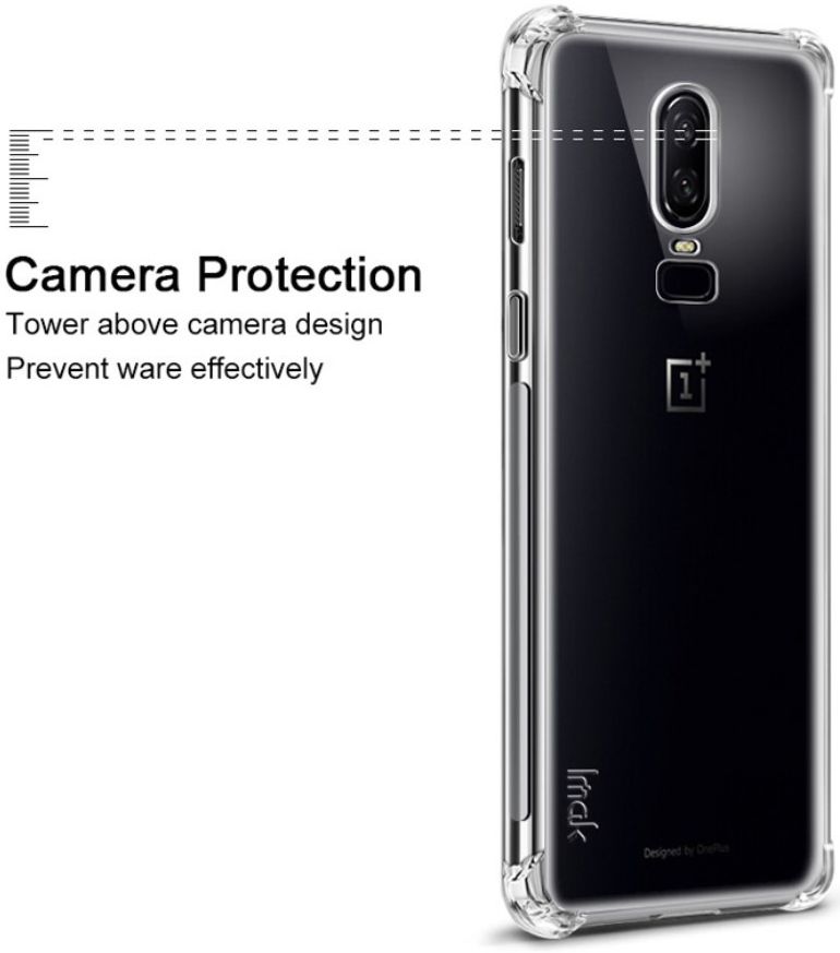 IMAK OnePlus 6 Hoesje Flexibel TPU met Screenprotector Metaal Zwart afbeelding 6