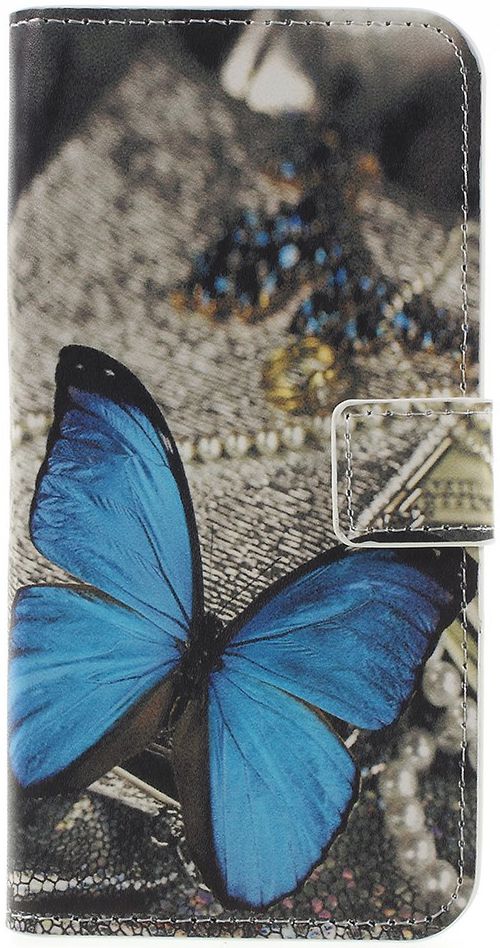 Samsung Galaxy J6 (2018) Portemonnee Hoesje Blauwe Vlinder afbeelding 1