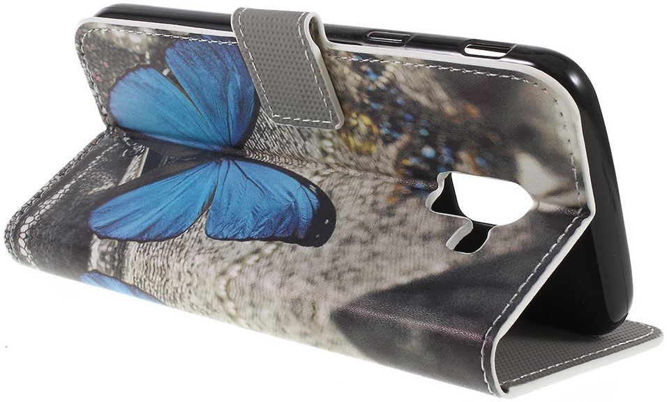 Samsung Galaxy J6 (2018) Portemonnee Hoesje Blauwe Vlinder afbeelding 4