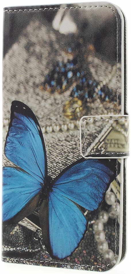Samsung Galaxy J6 (2018) Portemonnee Hoesje Blauwe Vlinder afbeelding 5