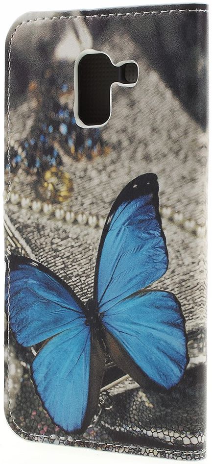 Samsung Galaxy J6 (2018) Portemonnee Hoesje Blauwe Vlinder afbeelding 6