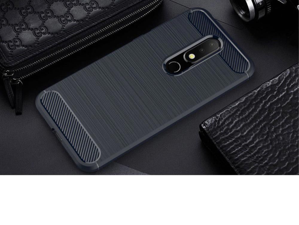 Nokia 6.1 Plus Geborsteld TPU Hoesje Blauw afbeelding 4