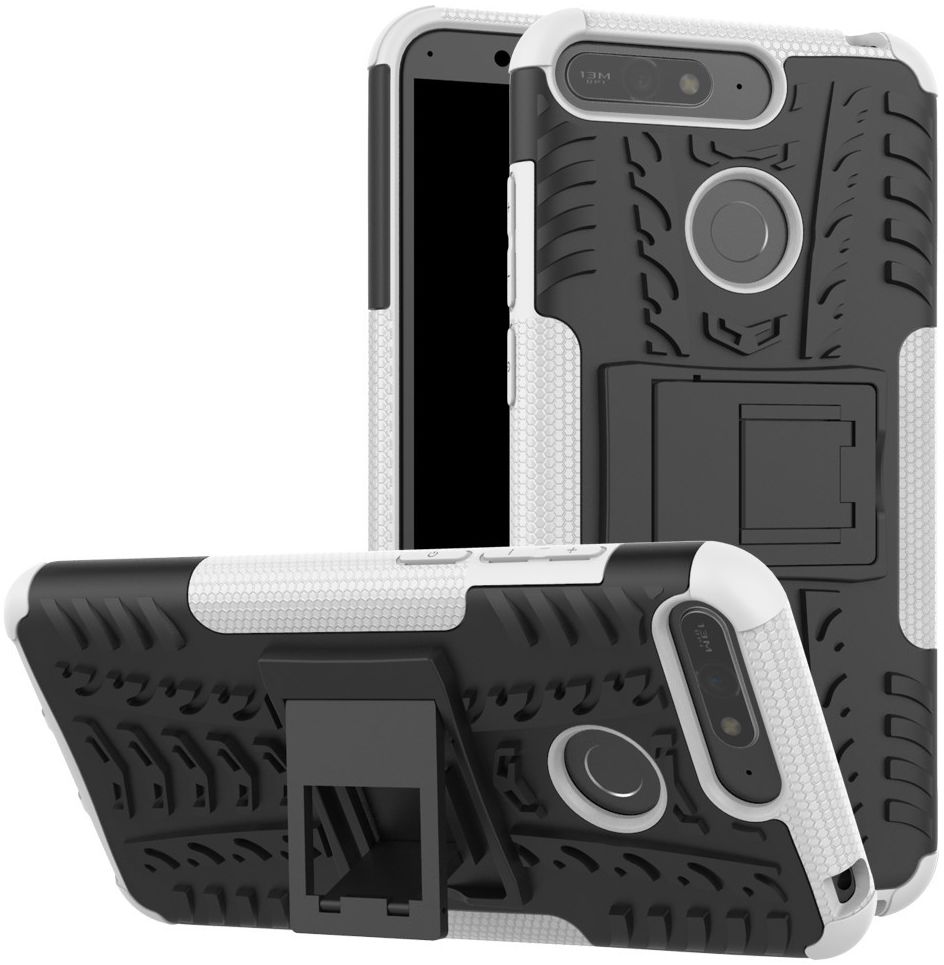 Huawei Y6 (2018) Hybride Hoesje met Kickstand Wit afbeelding 1