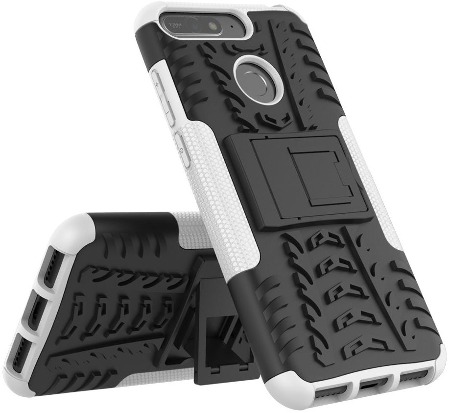 Huawei Y6 (2018) Hybride Hoesje met Kickstand Wit afbeelding 2