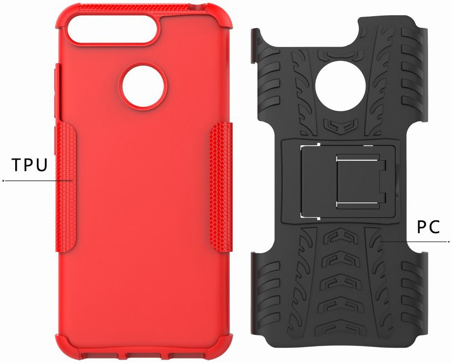 Huawei Y6 (2018) Hybride Hoesje met Kickstand Rood afbeelding 3