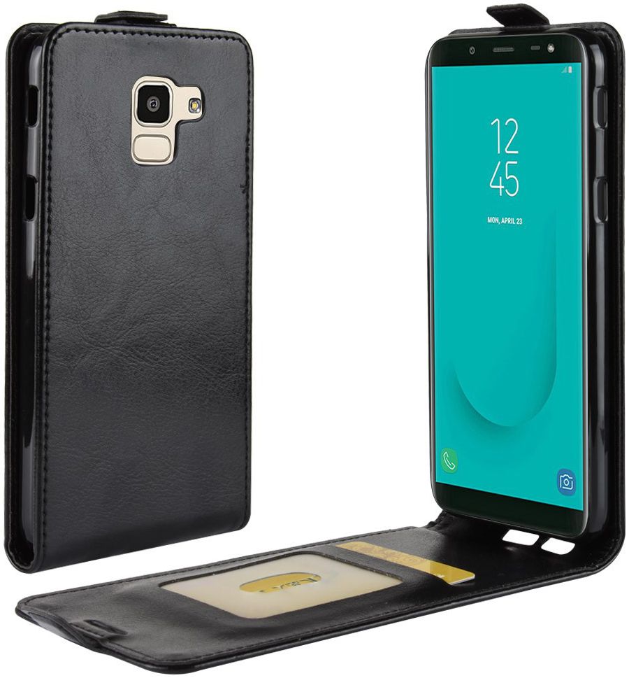 Samsung Galaxy J6 (2018) Verticaal Flip Hoesje Zwart afbeelding 1
