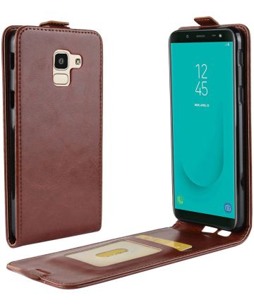 Samsung Galaxy J6 (2018) Verticaal Flip Hoesje Bruin Hoesjes