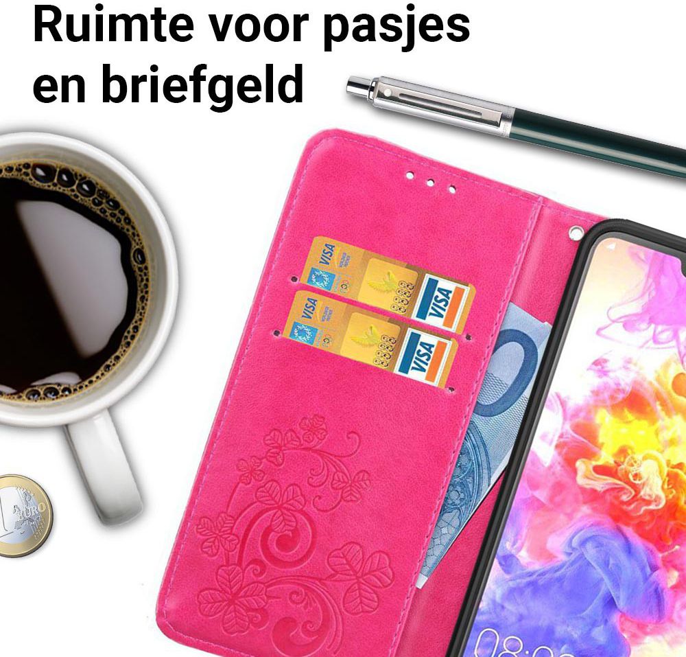 Huawei P20 Pro Portemonnee Hoesje met Bloem Print Roze afbeelding 6