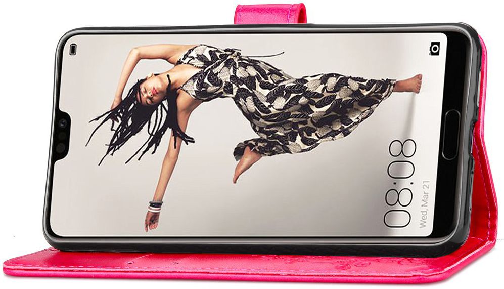 Huawei P20 Pro Portemonnee Hoesje met Bloem Print Roze afbeelding 8