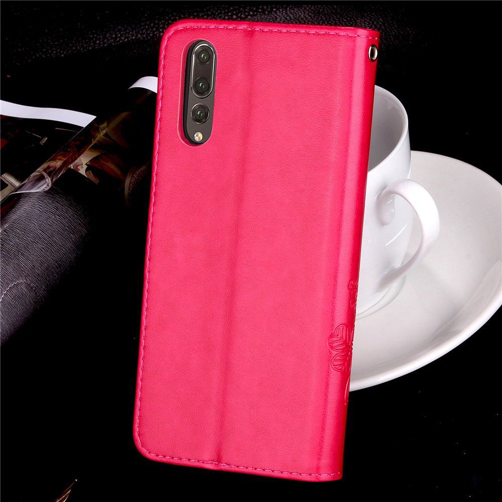 Huawei P20 Pro Portemonnee Hoesje met Bloem Print Roze afbeelding 12