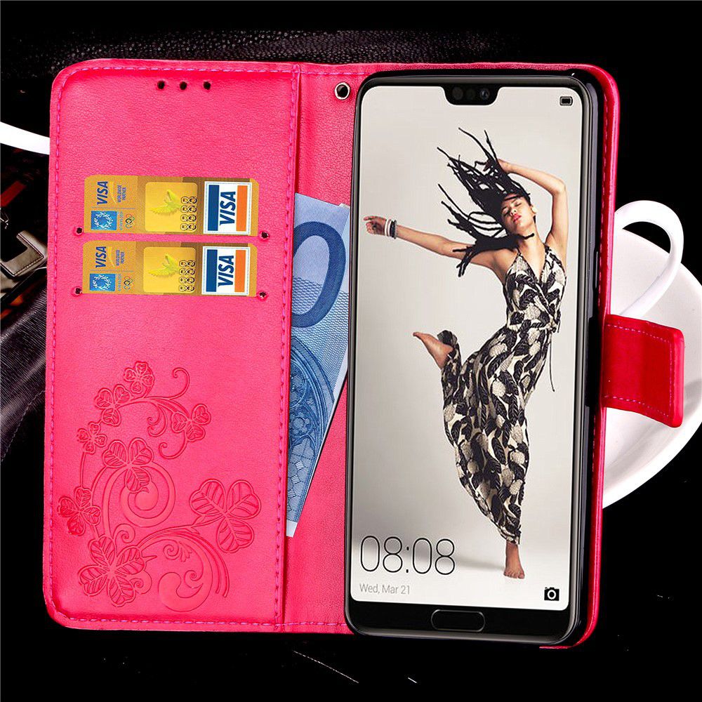 Huawei P20 Pro Portemonnee Hoesje met Bloem Print Roze afbeelding 13