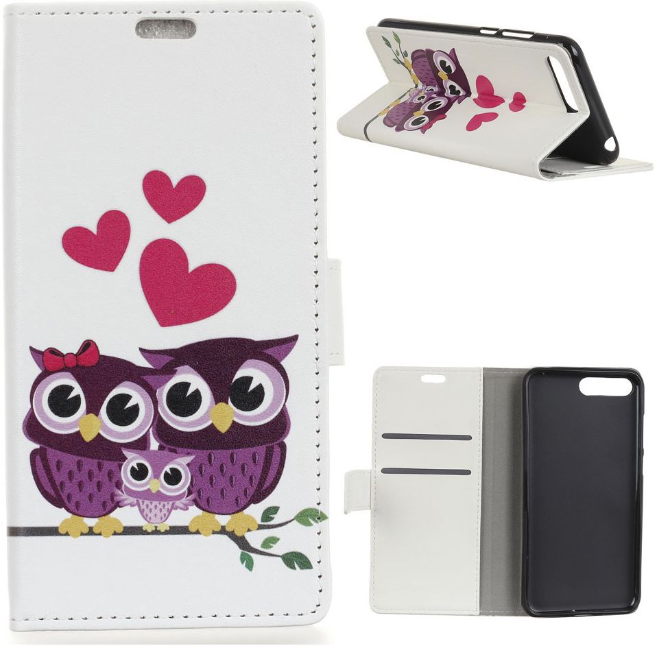 Huawei Y6 (2018) Portemonnee Hoesje met Uilen Print afbeelding 6