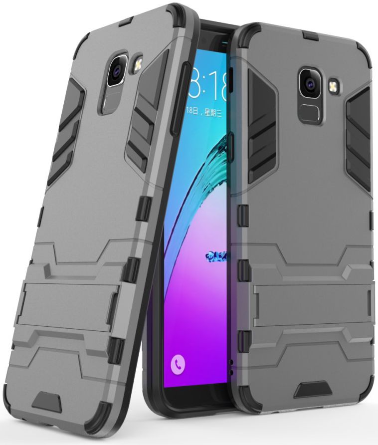 Samsung Galaxy J6 (2018) Hybride Stand Hoesje Grijs afbeelding 2