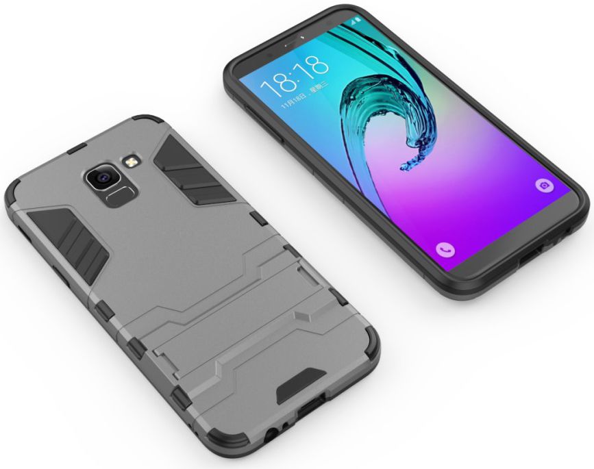 Samsung Galaxy J6 (2018) Hybride Stand Hoesje Grijs afbeelding 3